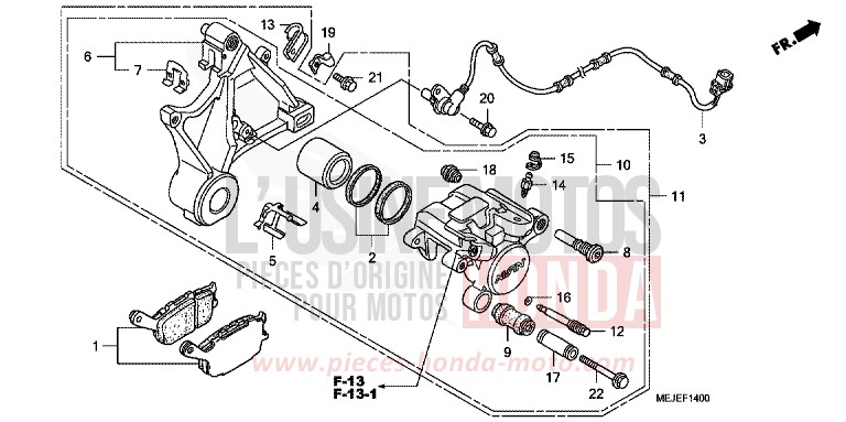HINTERRAD-BREMSSATTEL von CB1300 Super Bold'or ABS DARKNESS BLACK METALLIC (NH463F) von 2007